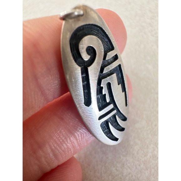 RARE Virgil Thomas PP Hopi Native American sterling silver overlay pendant - Picture 3 of 6